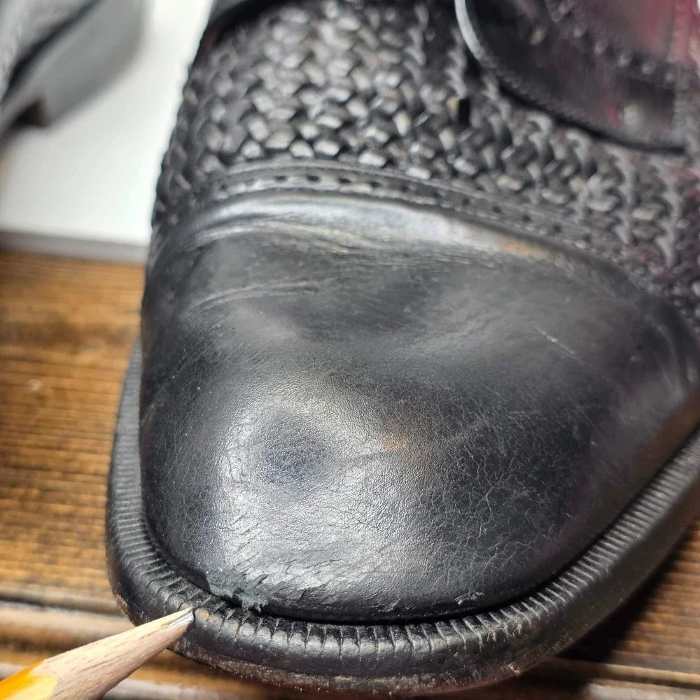 Mezlan Cancun Men's Dress Shoes 10 M Black Leather‎ Cap Toe Woven Oxford